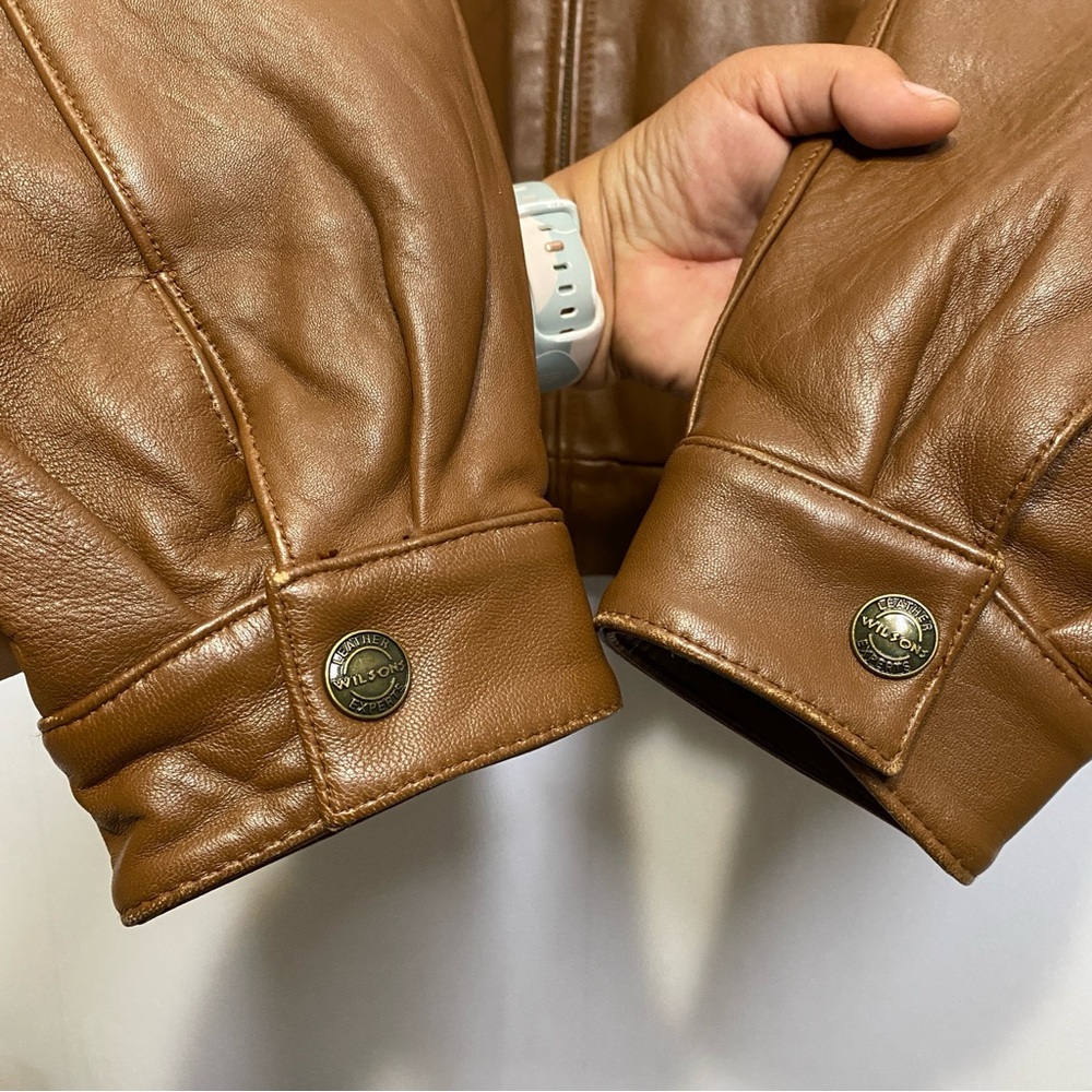 Wilsons Leather Men's Brown Leather Bomber Jacket - Picture 3 of 12